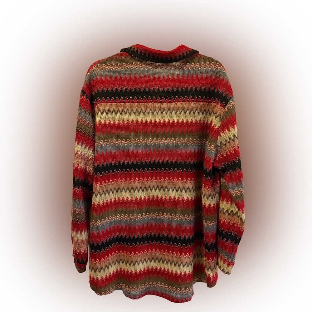 POL Zigzag Knit Button Front Shirt Cardigan, Size L - Picture 3 of 7